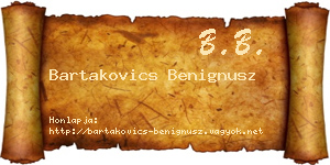 Bartakovics Benignusz névjegykártya
